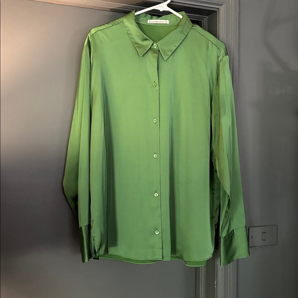 Abercrombie & Fitch Emerald Satin Shirt